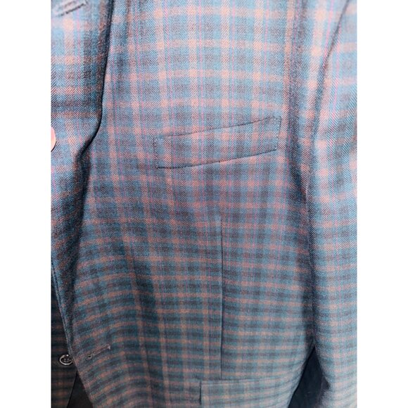Lawman Classics Navy Maroon Plaid Lightweight Wool Blend Suit Jacket Blazer 42 - Picture 6 of 9